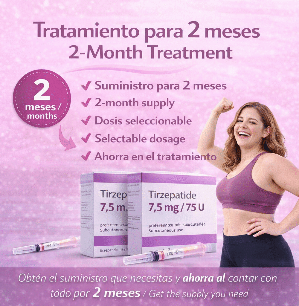 Tirzepatida paquete para 2 meses / 2,5mg - 25 Unid.,  5mg - 50 unid.